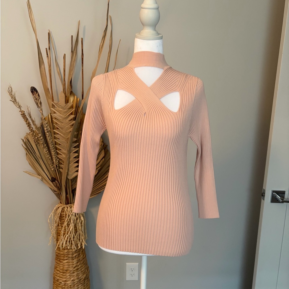 White House Black Market Cowl Neck Sweater - Soft Pink